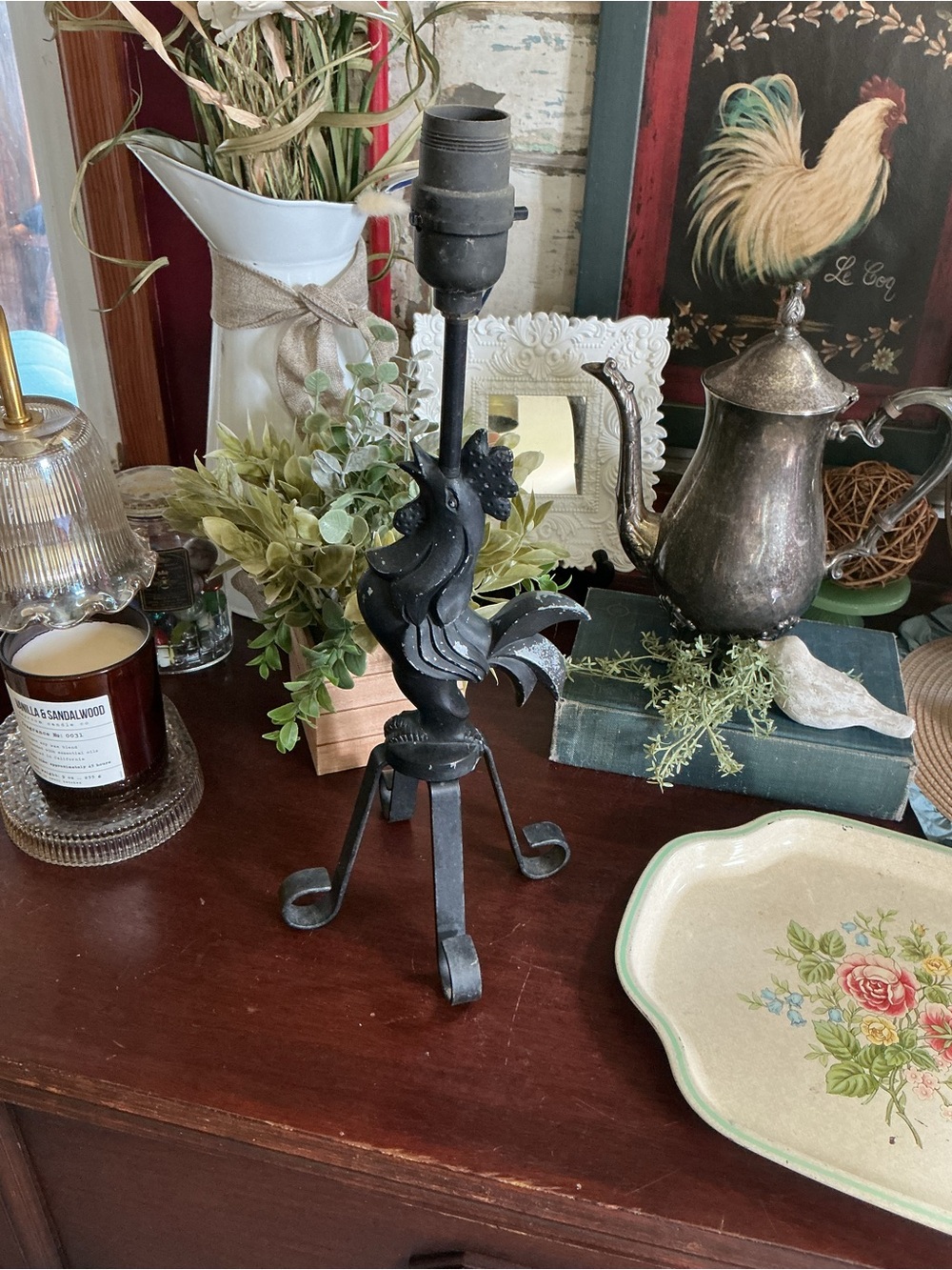 READ Black Rooster Table Lamp Base READ